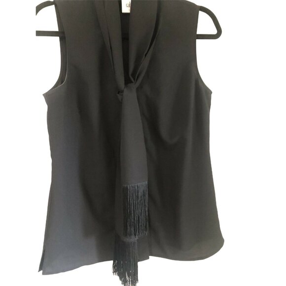 Cabi Black Piano Tassel Neck Tie Button up Tank Size Small - Picture 2 of 7